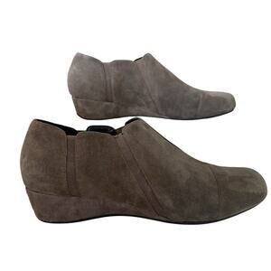 Vaneli Gray Suede Leather Wedge Booties Comfort‎ Classic Minimalist Career 11M